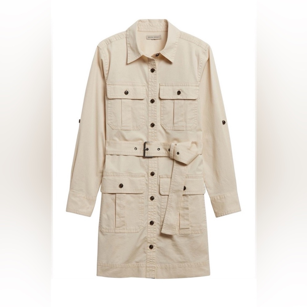 Banana Republic Heritage Expedition Off White Button Up Utility Dress